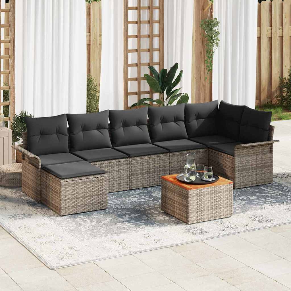 vidaXL Conjunto de sofás de jardín 8 uds. Gris ratán sintético