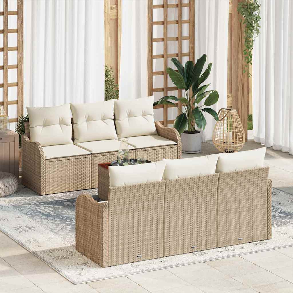 vidaXL Conjunto de sofás de jardín 7 uds. Beige y Crema