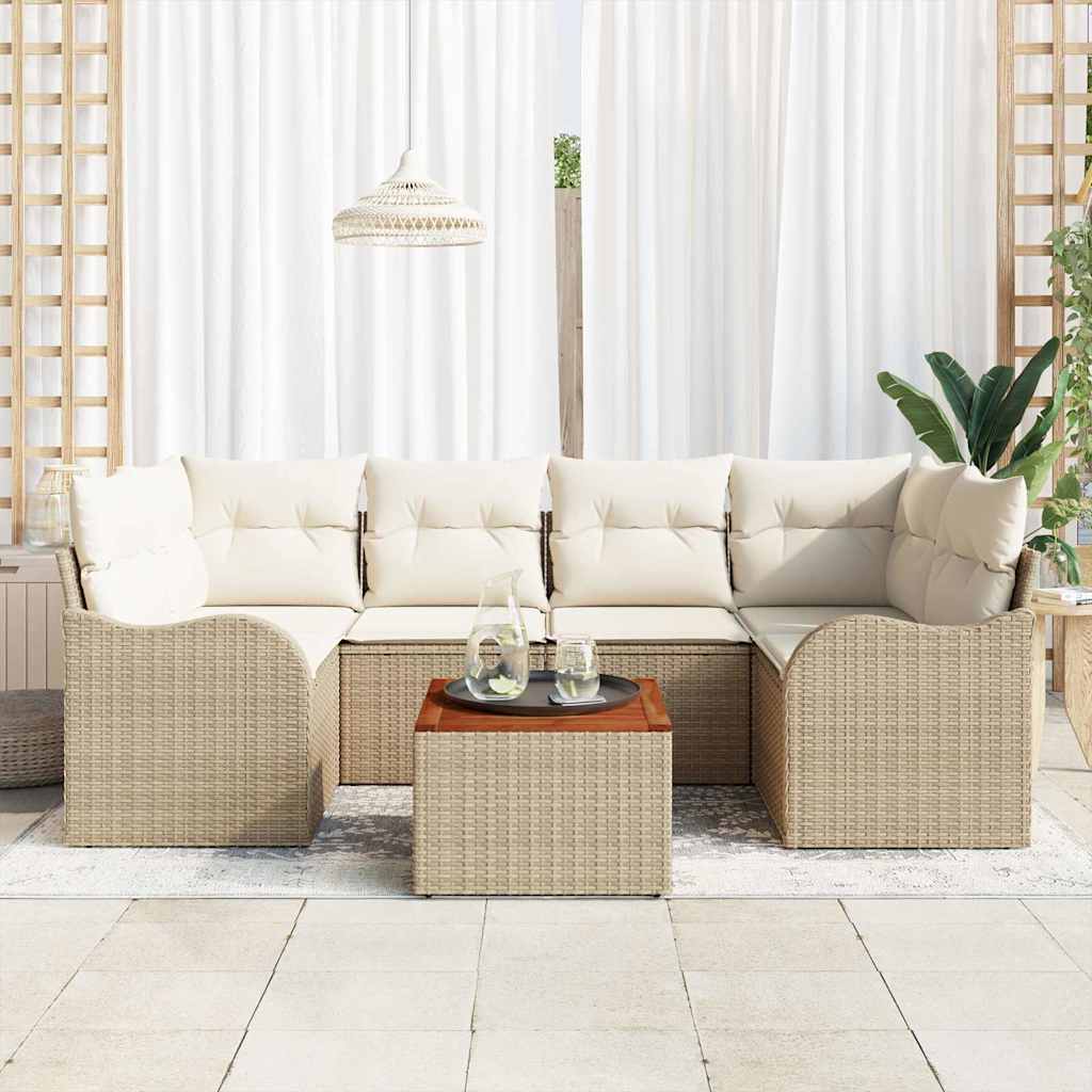 vidaXL Conjunto de sofás de jardín 7 uds. Beige y Crema