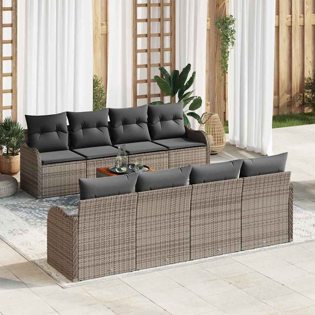 vidaXL Conjunto de sofás de jardín 9 uds. Gris ratán sintético
