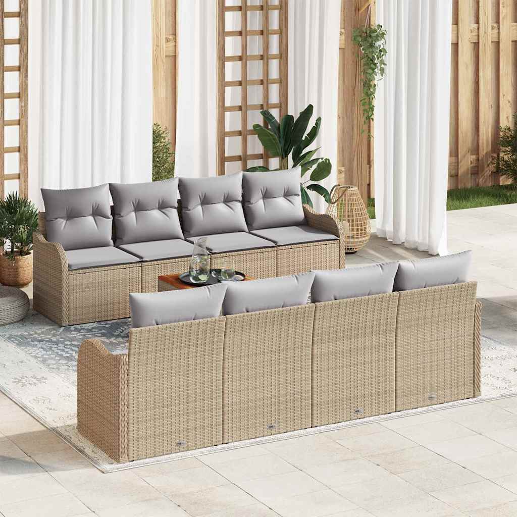 vidaXL Conjunto de sofás de jardín 9 uds. Beige y Gris Claro