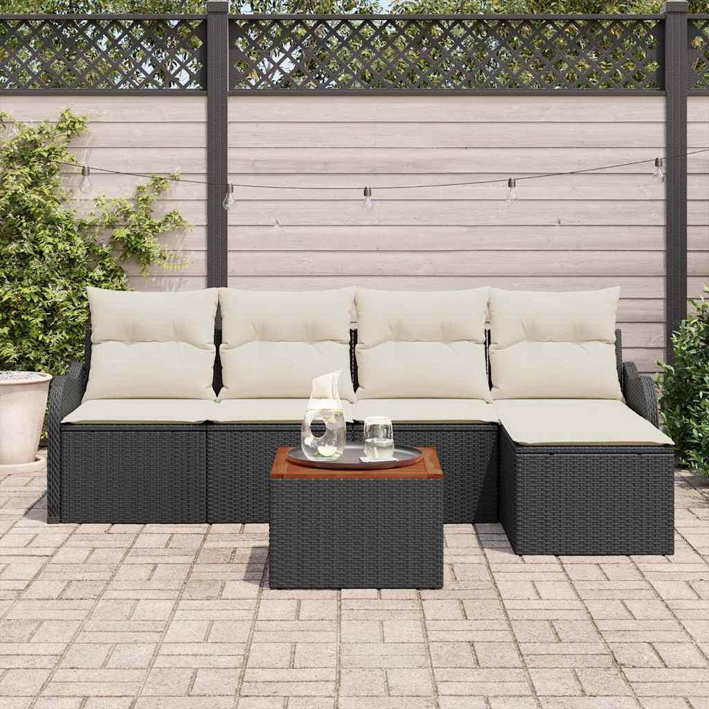 vidaXL Conjunto de sofás de jardín 6 uds. Negro y crema