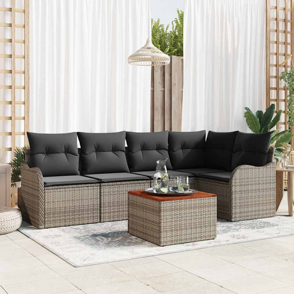 vidaXL Conjunto de sofás de jardín 6 uds. Gris ratán sintético