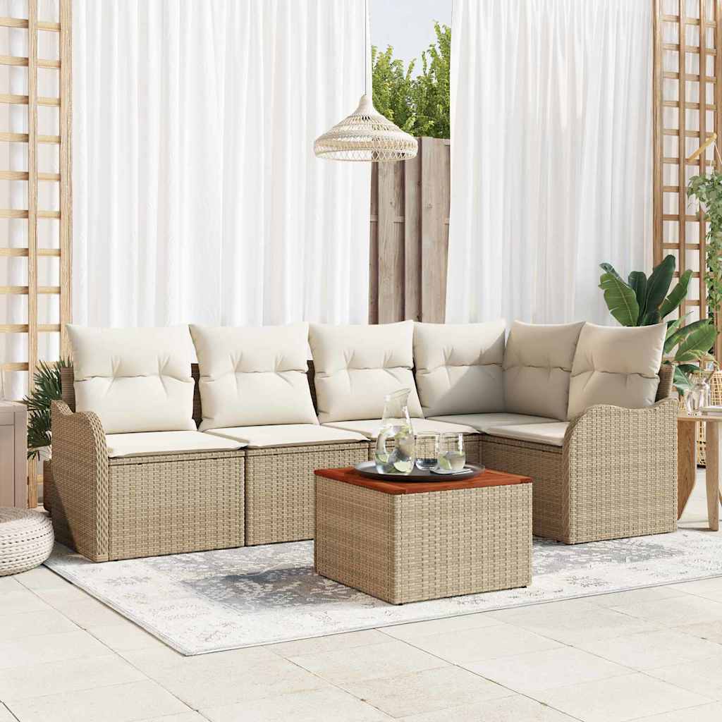vidaXL Conjunto de sofás de jardín 6 uds. Beige y Crema