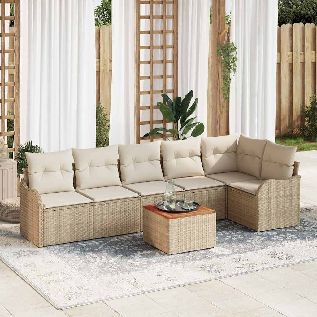vidaXL Conjunto de sofás de jardín 7 uds. Beige y Crema