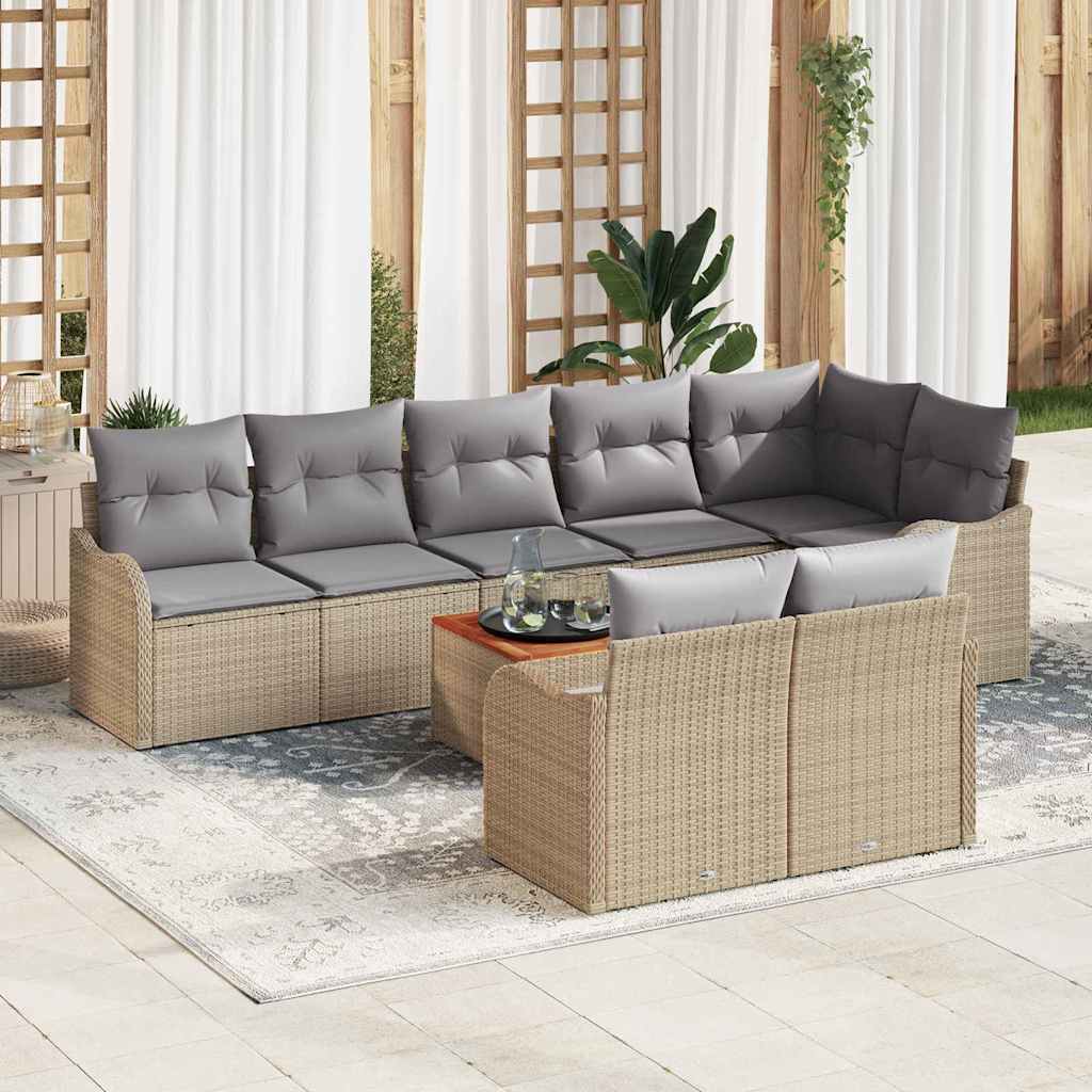 vidaXL Conjunto de sofás de jardín 9 uds. Beige y Gris Claro
