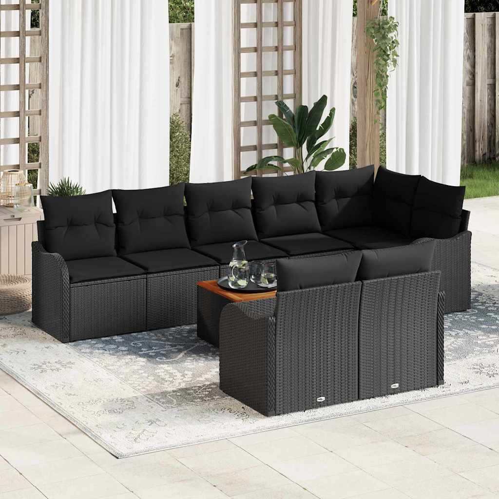 vidaXL Conjunto de sofás de jardín 9 uds. Negro ratán sintético