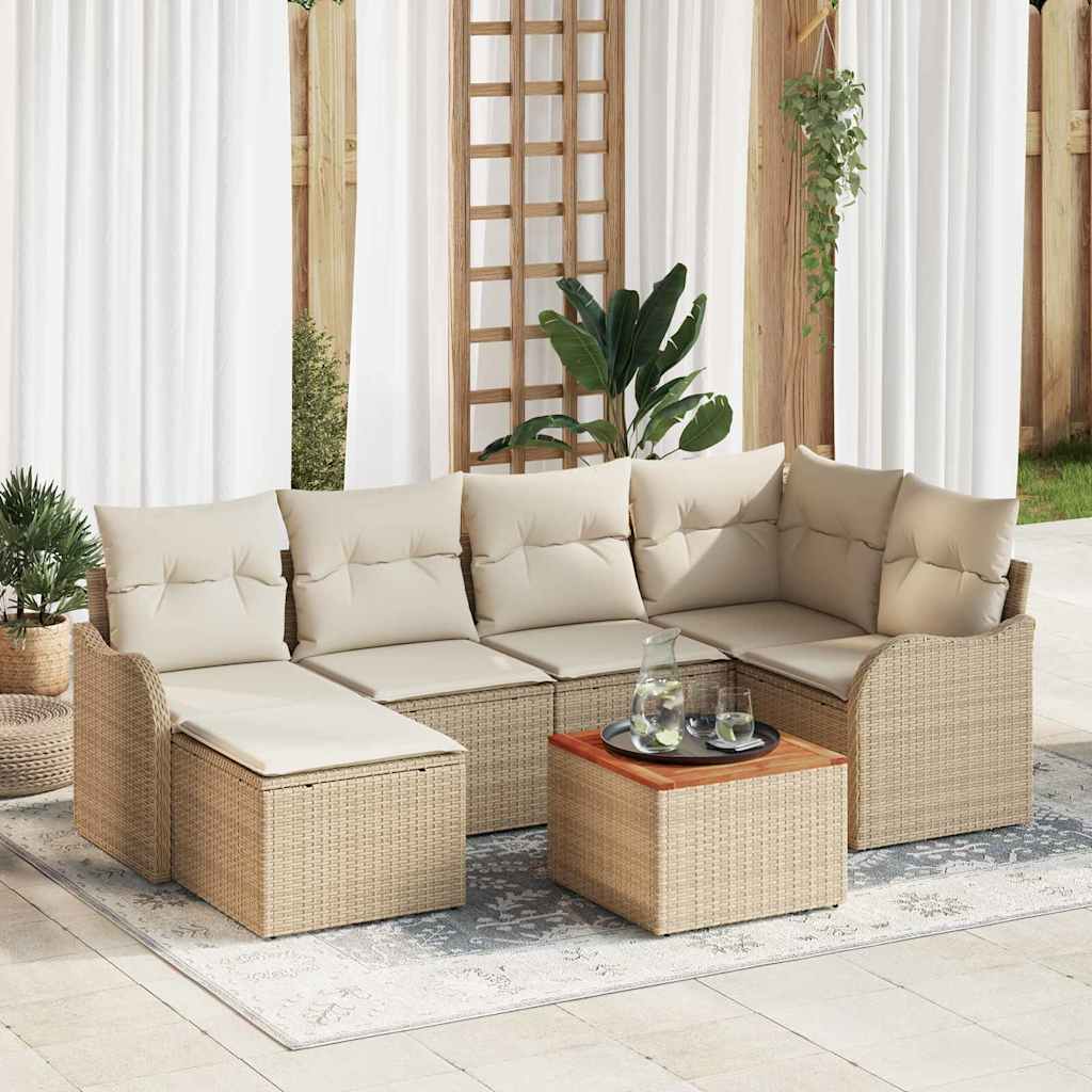 vidaXL Conjunto de sofás de jardín 7 uds. Beige y Crema