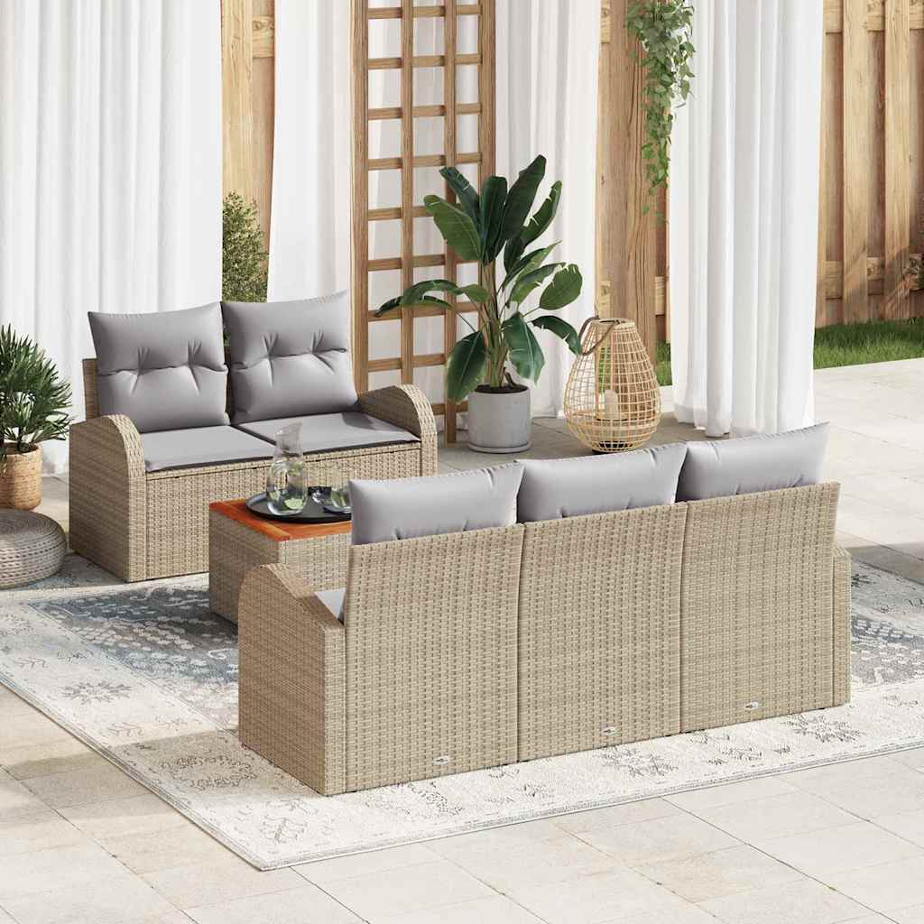 vidaXL Conjunto de sofás de jardín 6 uds. Beige y Gris Claro
