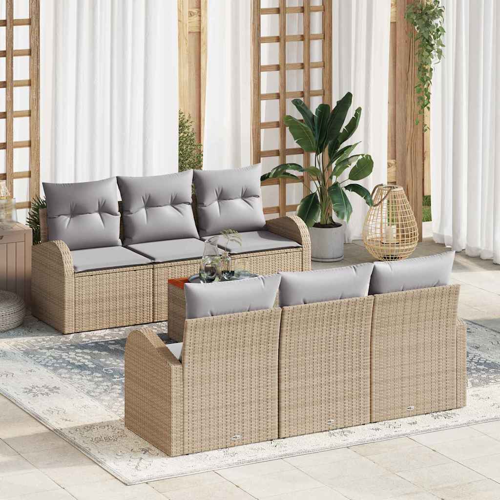 vidaXL Conjunto de sofás de jardín 7 uds. Beige y Gris Claro