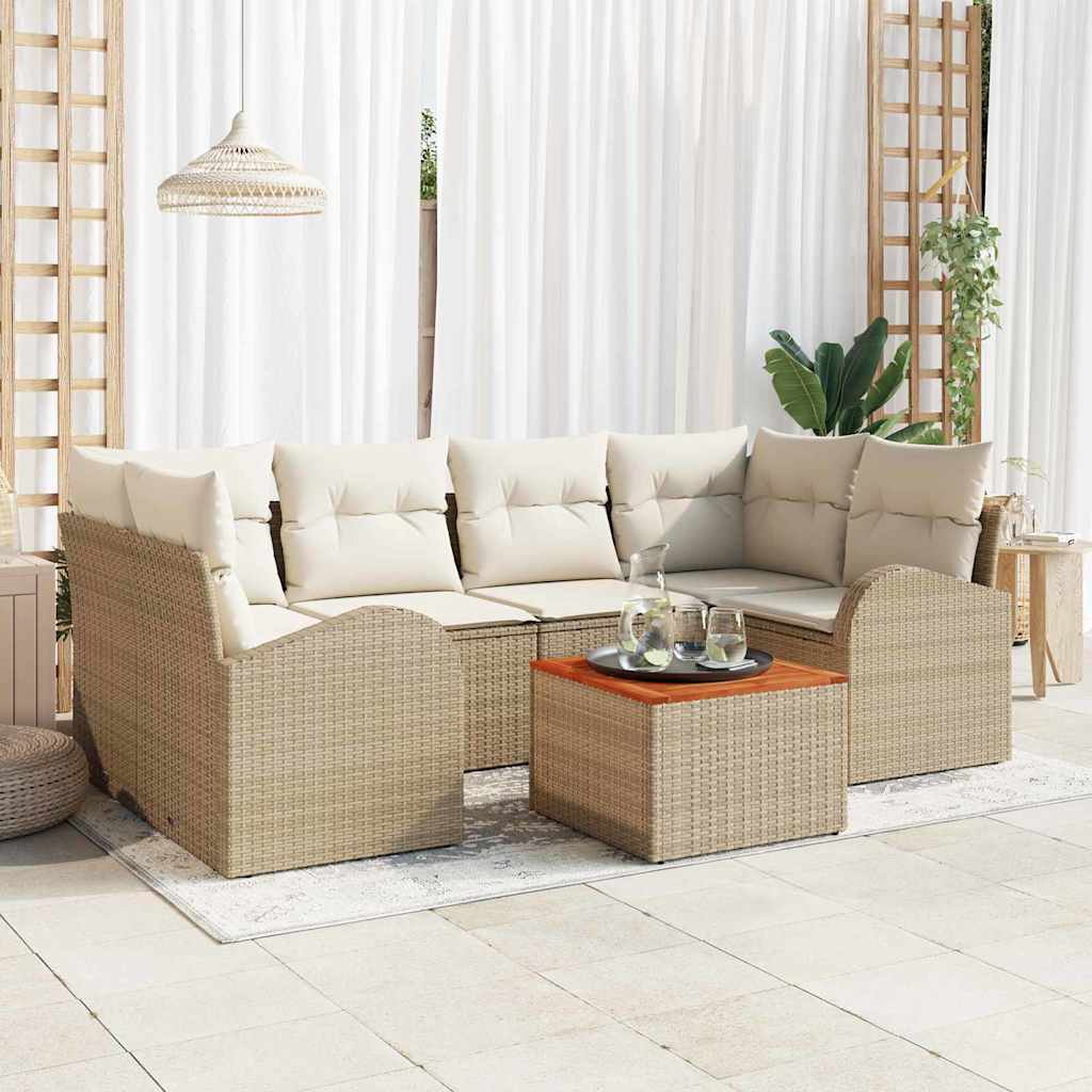 vidaXL Conjunto de sofás de jardín 7 uds. Beige y Crema