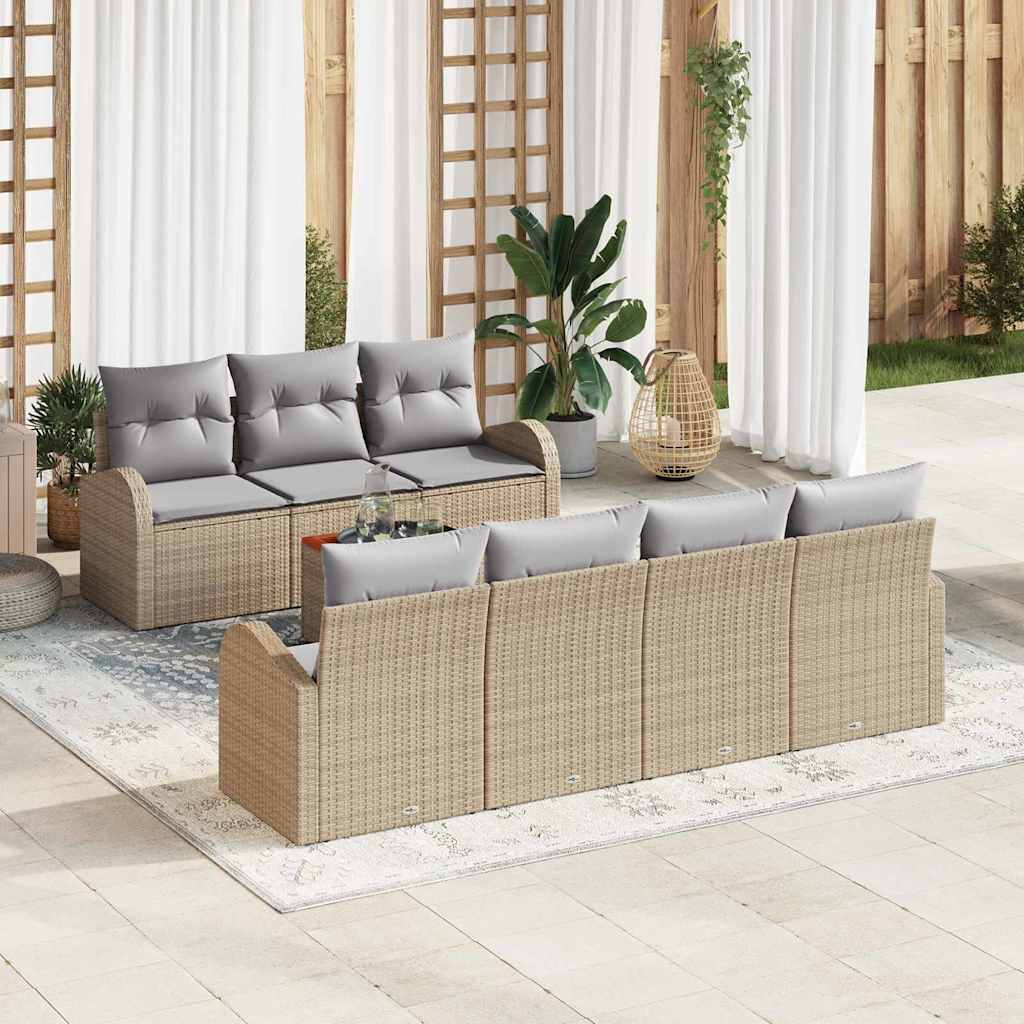 vidaXL Conjunto de sofás de jardín 8 uds. Beige y Gris Claro