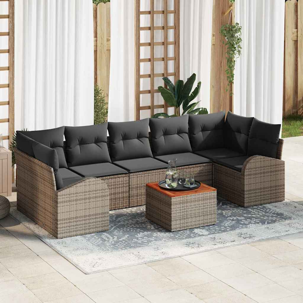 vidaXL Conjunto de sofás de jardín 8 uds. Gris ratán sintético