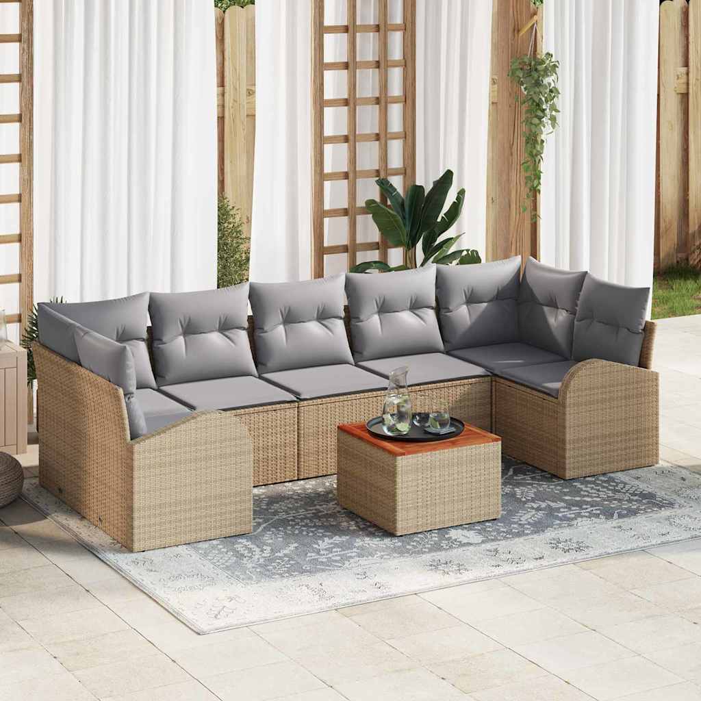 vidaXL Conjunto de sofás de jardín 8 uds. Beige y Gris Claro