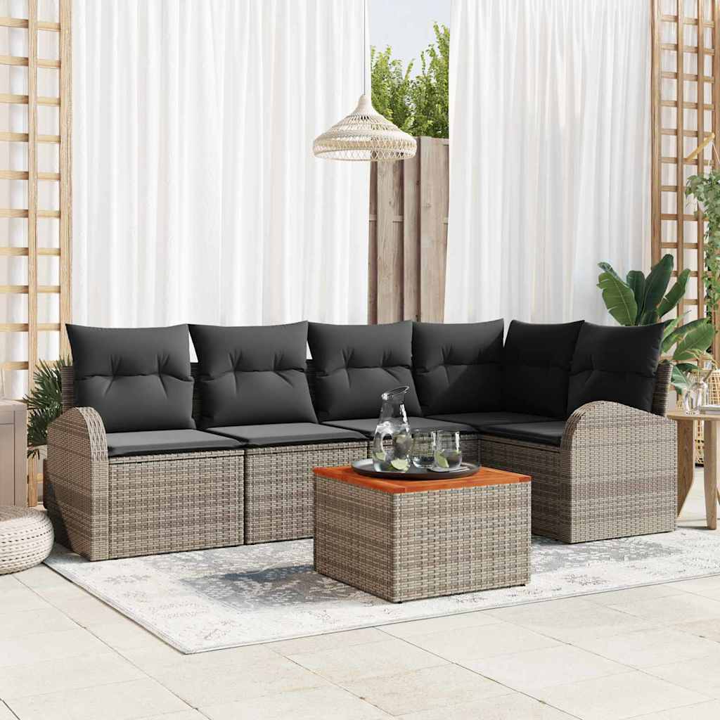 vidaXL Conjunto de sofás de jardín 6 uds. Gris ratán sintético