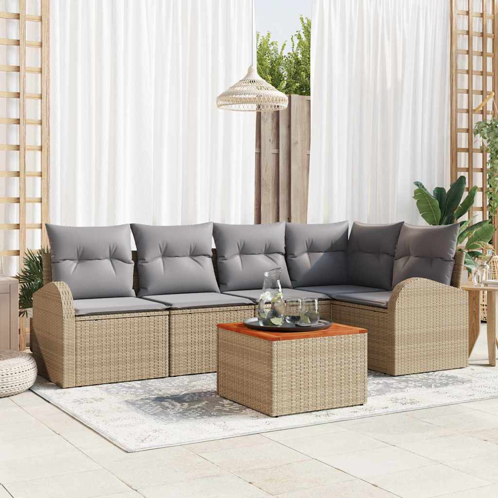 vidaXL Conjunto de sofás de jardín 6 uds. Beige y Gris Claro