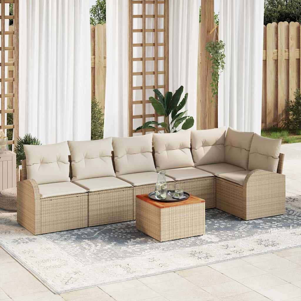 vidaXL Conjunto de sofás de jardín 7 uds. Beige y Crema