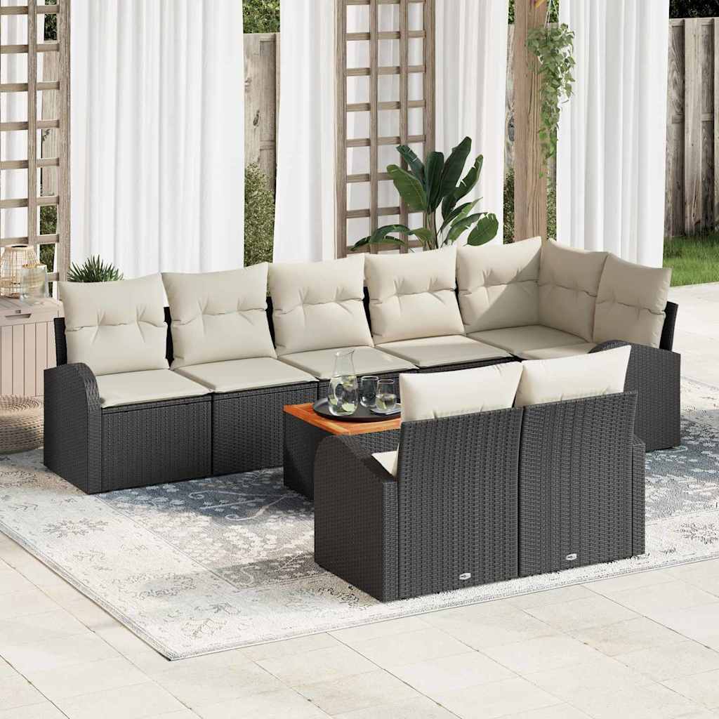 vidaXL Conjunto de sofás de jardín 9 uds. Negro y crema