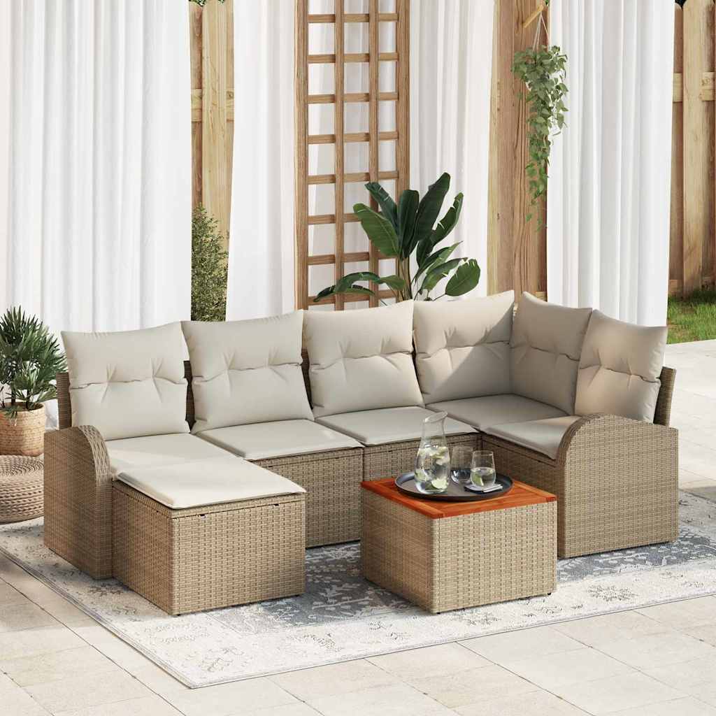 vidaXL Conjunto de sofás de jardín 7 uds. Beige y Crema