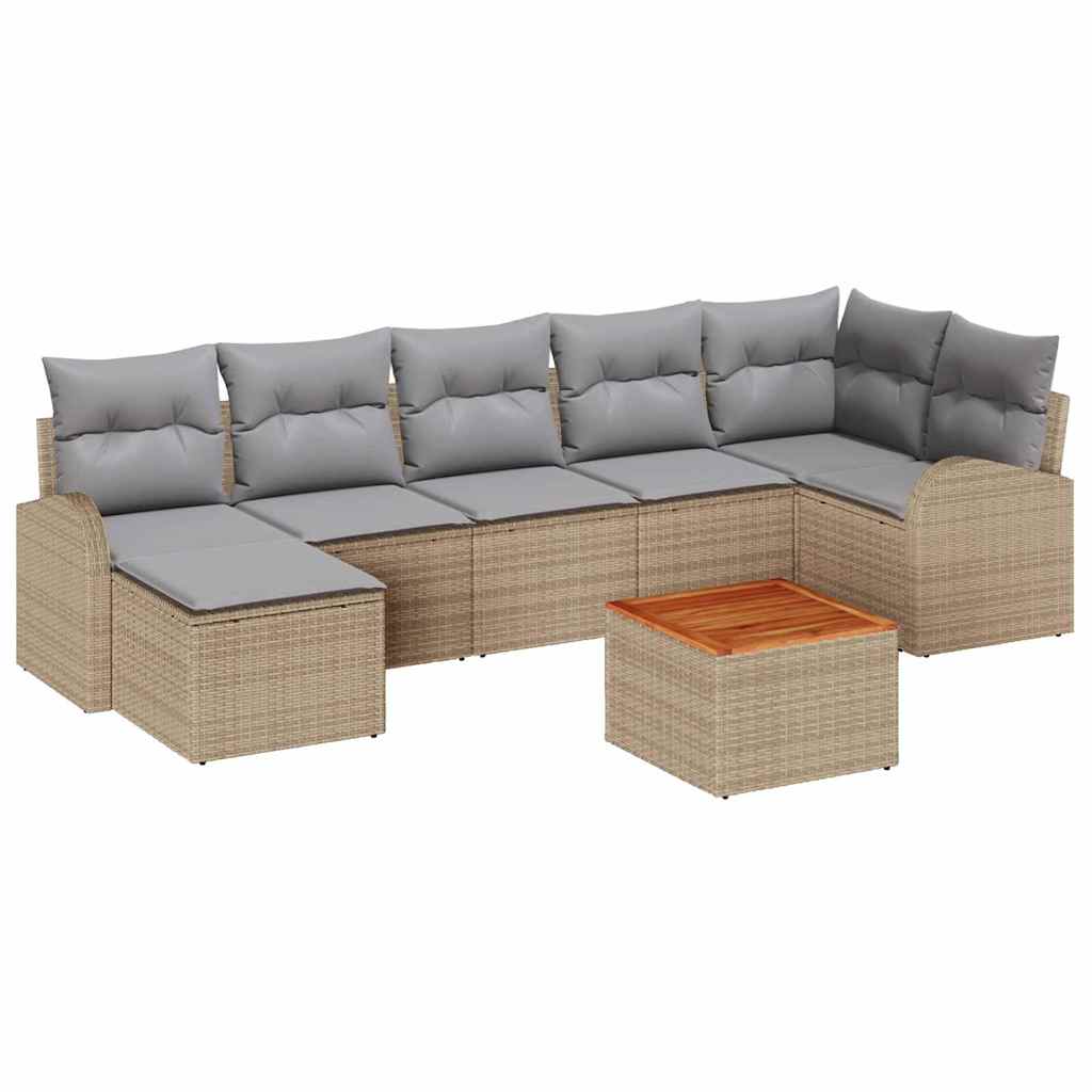 vidaXL Conjunto de sofás de jardín 8 uds. Beige y Gris Claro