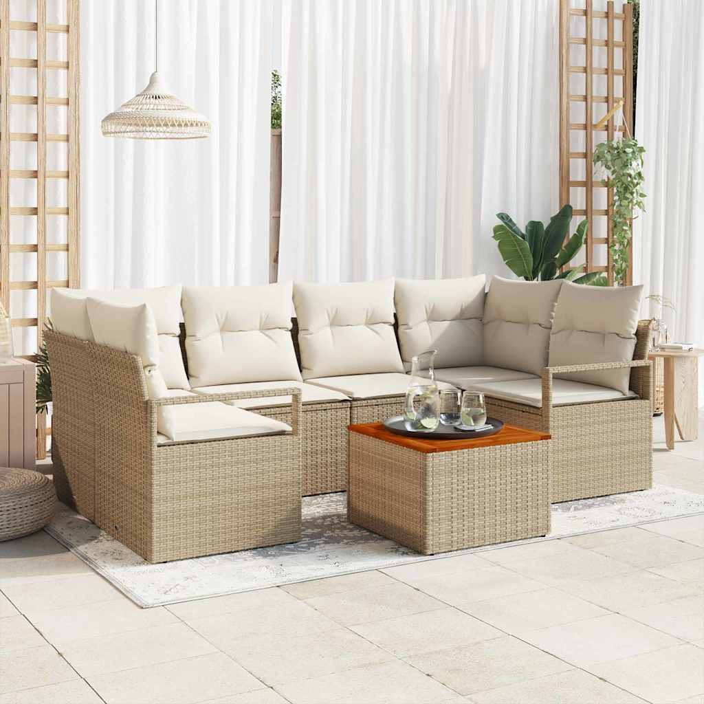 vidaXL Conjunto de sofás de jardín 7 uds. Beige y Crema