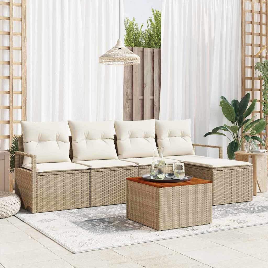 vidaXL Conjunto de sofás de jardín 6 uds. Beige y Crema