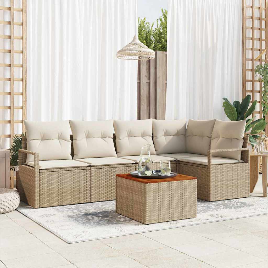 vidaXL Conjunto de sofás de jardín 6 uds. Beige y Crema