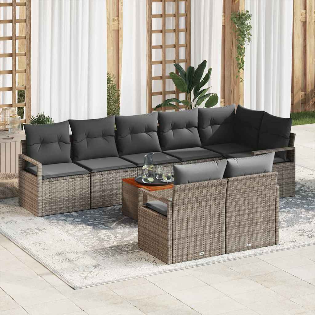 vidaXL Conjunto de sofás de jardín 9 uds. Gris ratán sintético