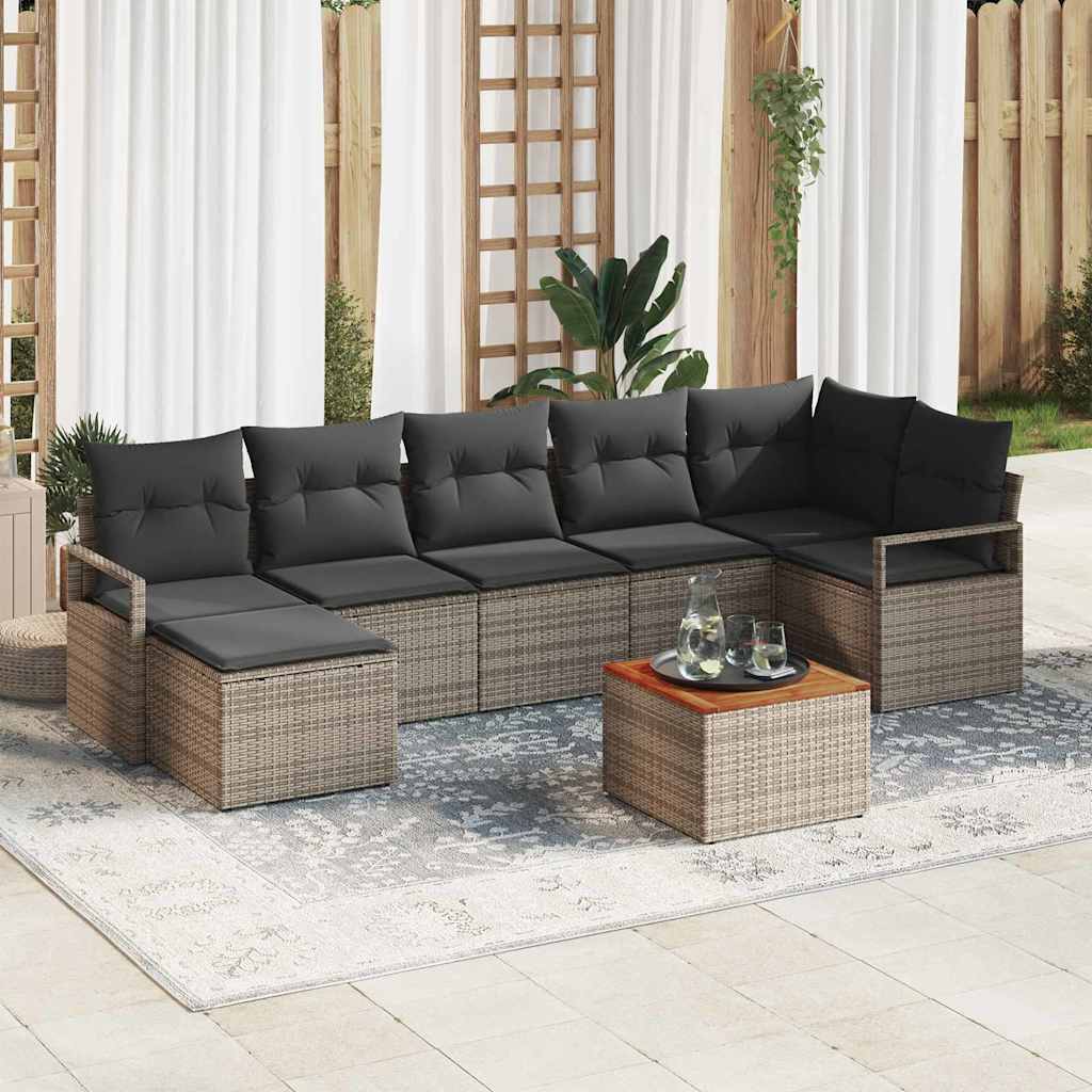 vidaXL Conjunto de sofás de jardín 8 uds. Gris ratán sintético