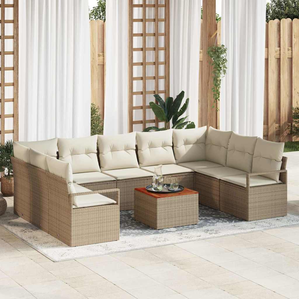 vidaXL Conjunto de sofás de jardín 10 uds. Beige y Crema