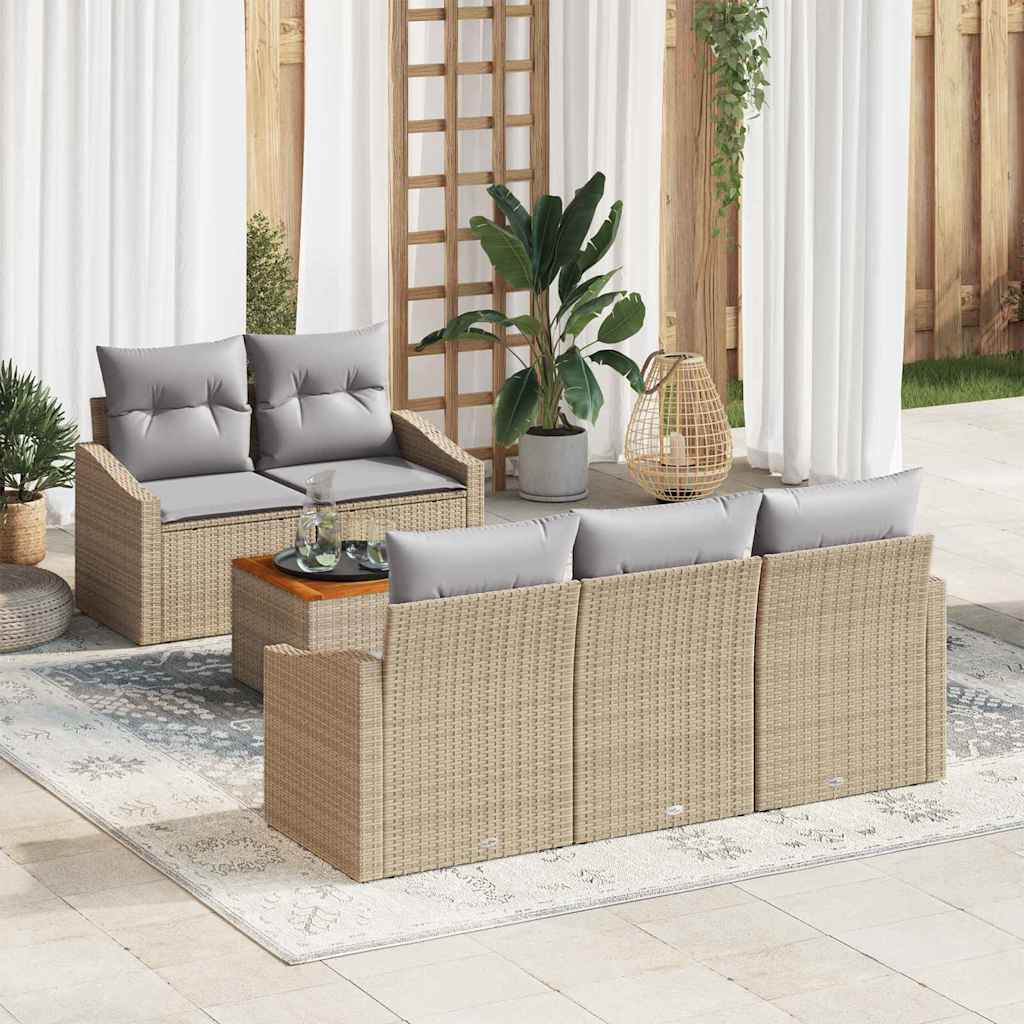 vidaXL Conjunto de sofás de jardín 6 uds. Beige y Gris Claro