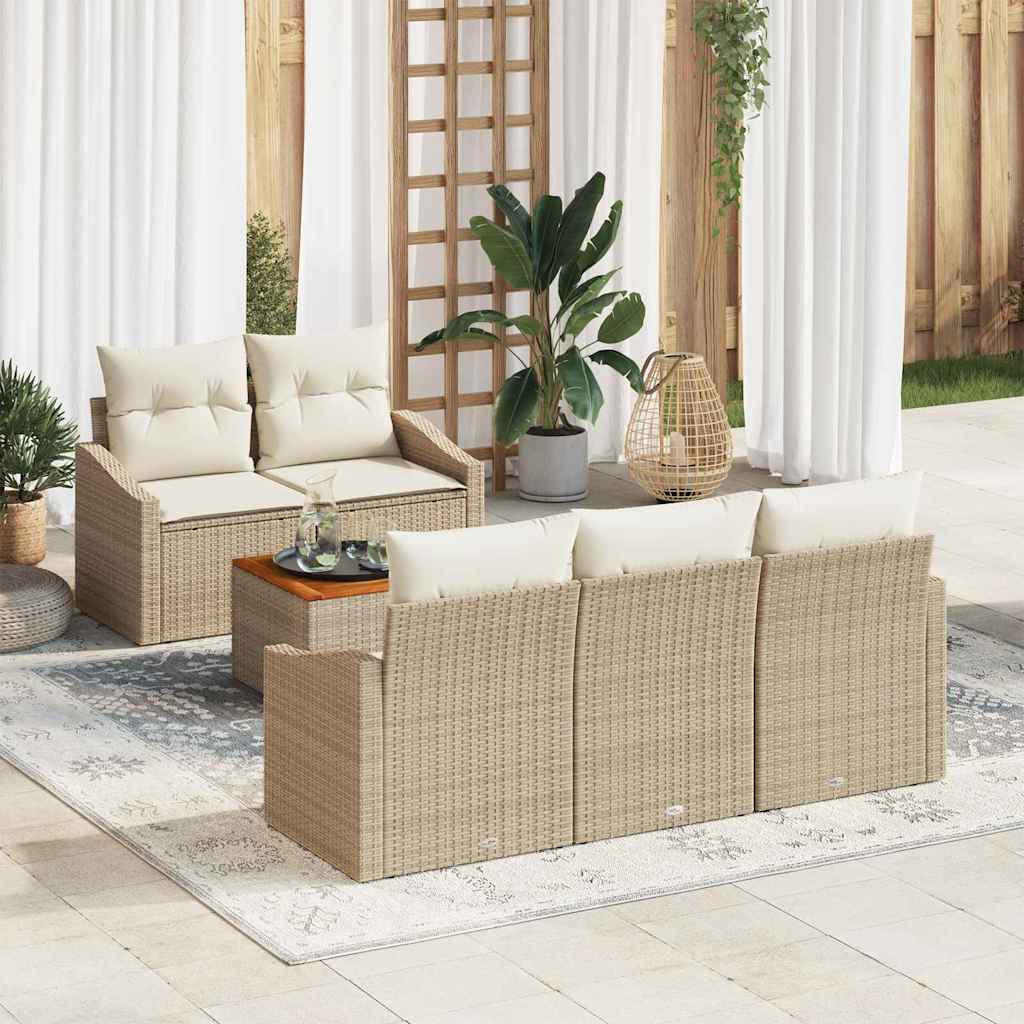 vidaXL Conjunto de sofás de jardín 6 uds. Beige y Crema