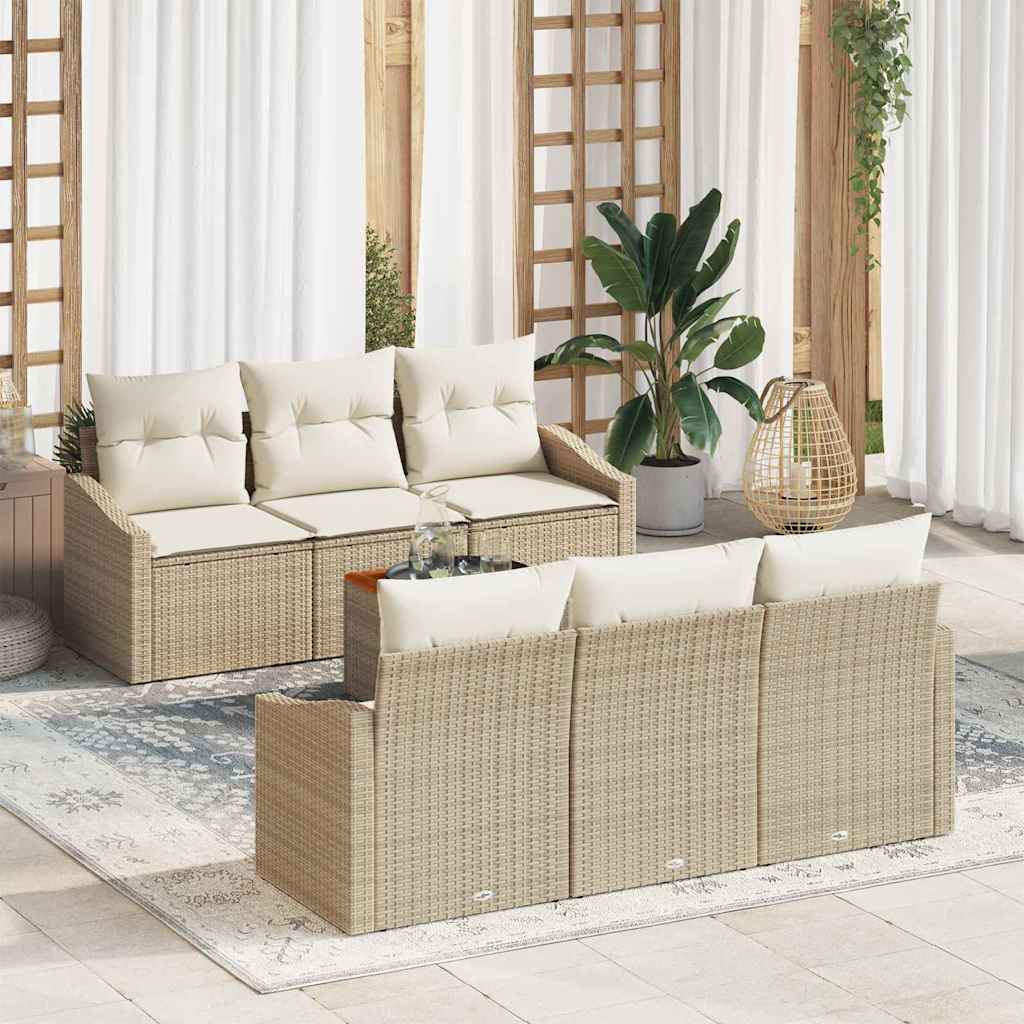vidaXL Conjunto de sofás de jardín 7 uds. Beige y Crema
