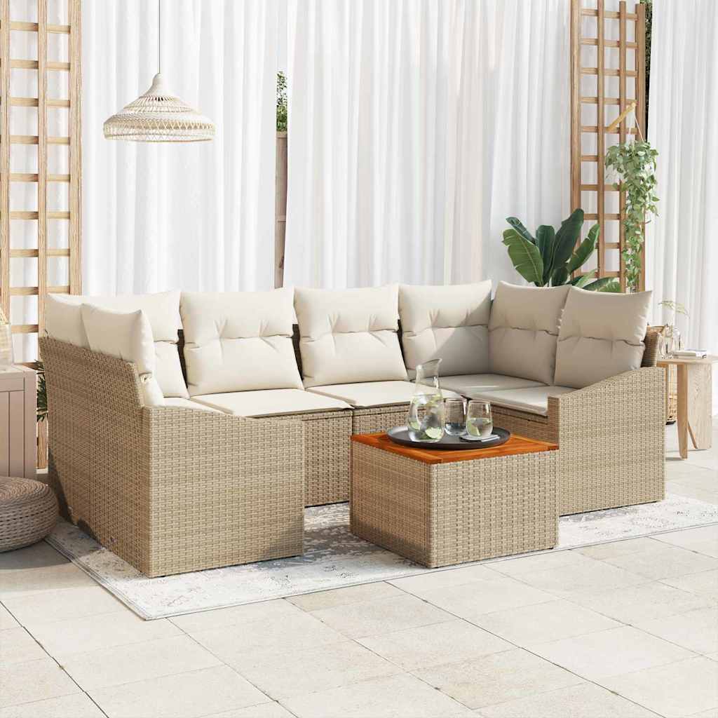 vidaXL Conjunto de sofás de jardín 7 uds. Beige y Crema