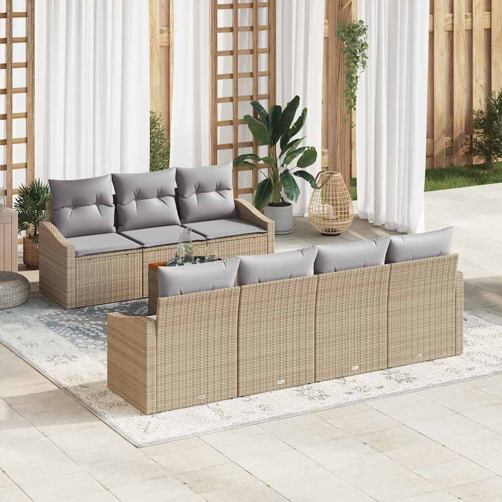 vidaXL Conjunto de sofás de jardín 8 uds. Beige y Gris Claro