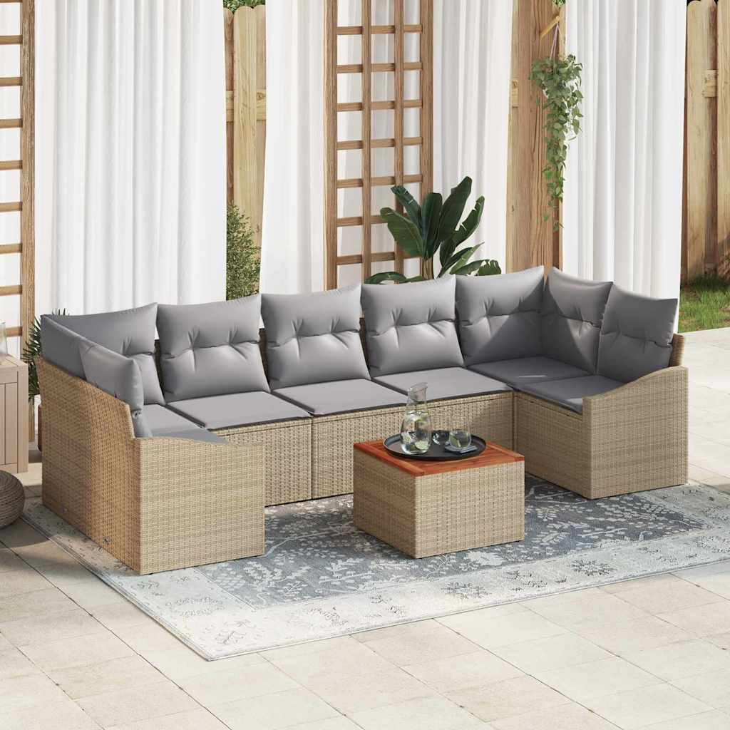 vidaXL Conjunto de sofás de jardín 8 uds. Beige y Gris Claro