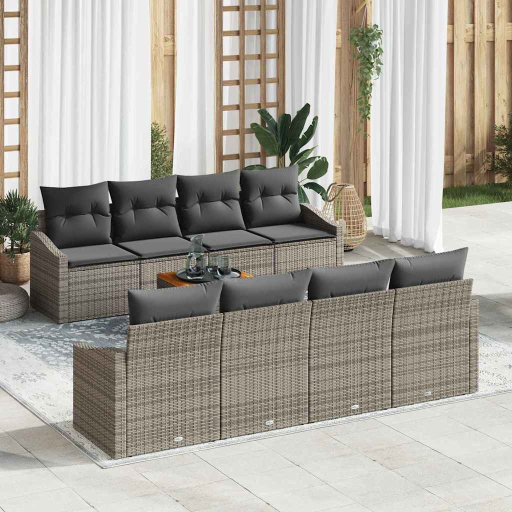 vidaXL Conjunto de sofás de jardín 9 uds. Gris ratán sintético