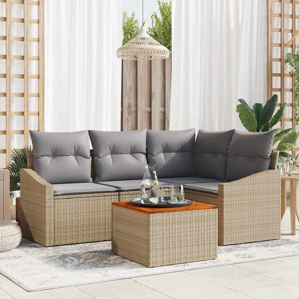 vidaXL Conjunto de sofás de jardín 5 uds. Beige y Gris Claro
