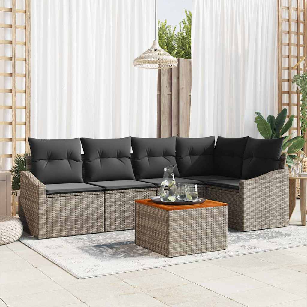 vidaXL Conjunto de sofás de jardín 6 uds. Gris ratán sintético