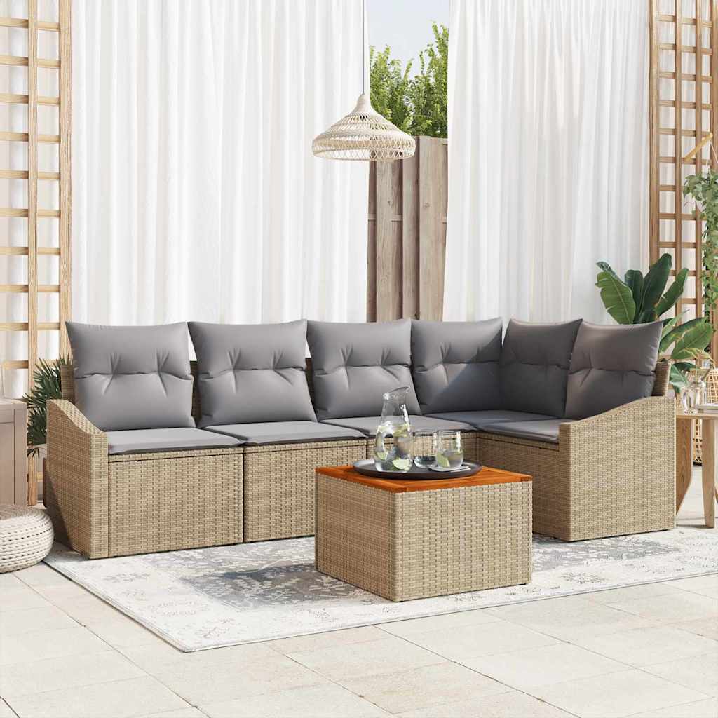 vidaXL Conjunto de sofás de jardín 6 uds. Beige y Gris Claro