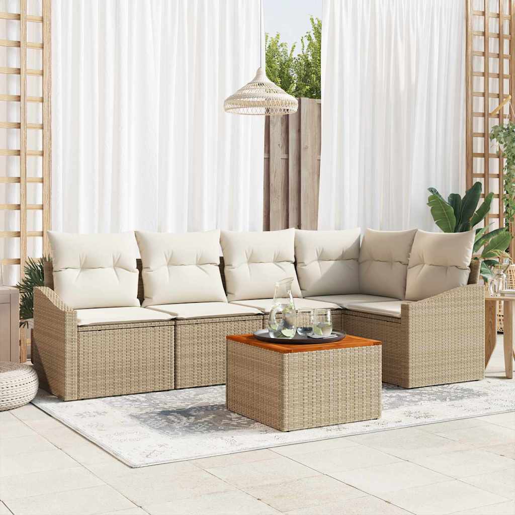 vidaXL Conjunto de sofás de jardín 6 uds. Beige y Crema