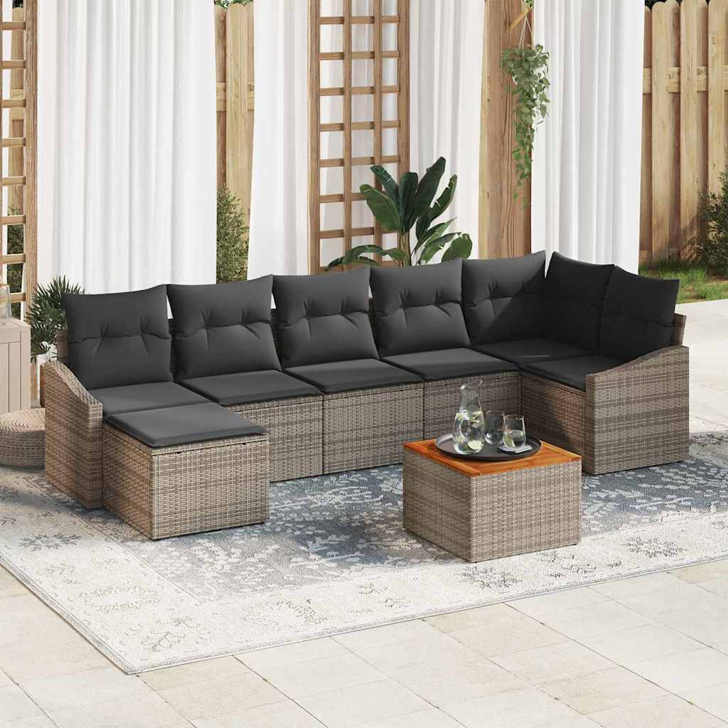 vidaXL Conjunto de sofás de jardín 8 uds. Gris ratán sintético