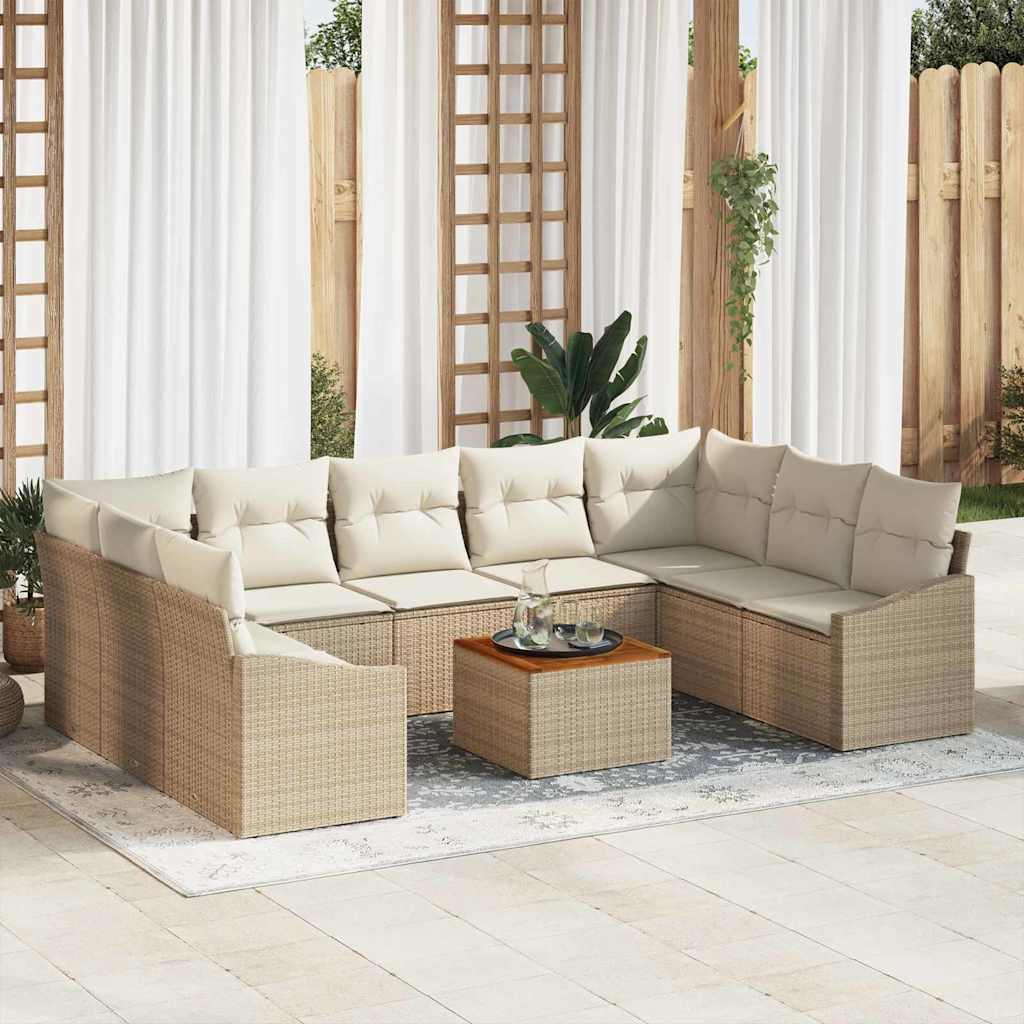 vidaXL Conjunto de sofás de jardín 10 uds. Beige y Crema