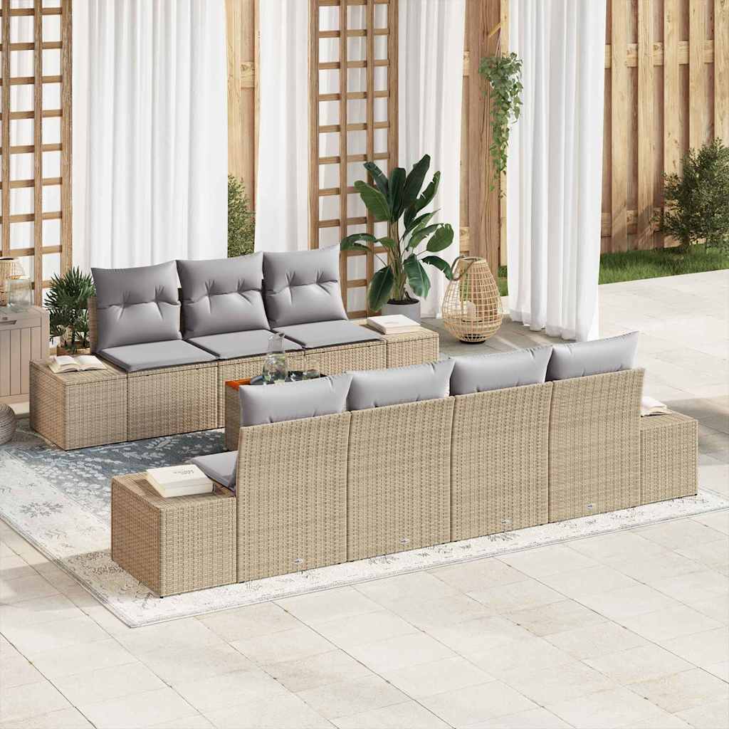 vidaXL Conjunto de sofás de jardín 8 uds. Beige y Gris Claro