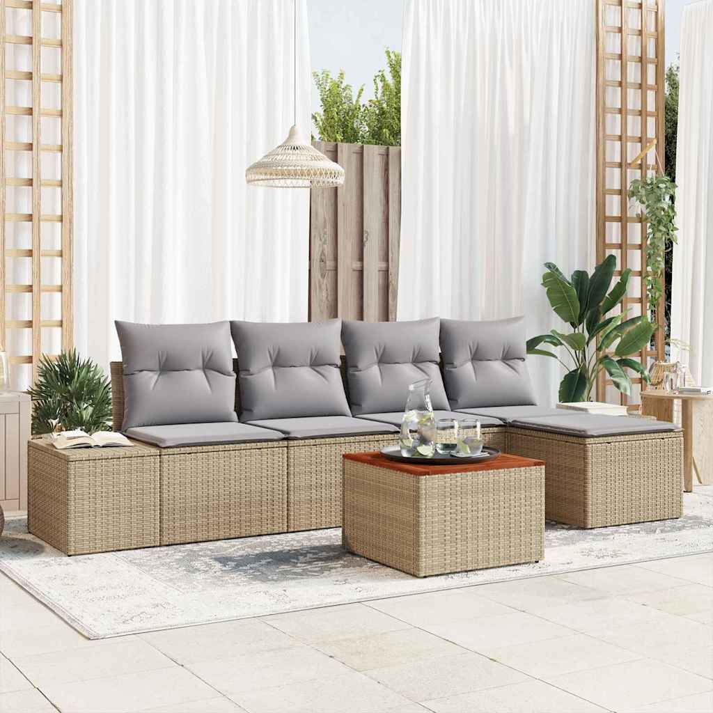 vidaXL Conjunto de sofás de jardín 6 uds. Beige y Gris Claro