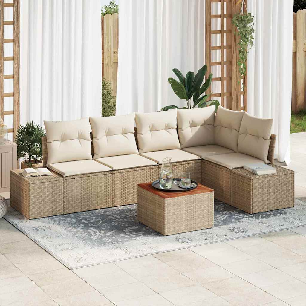 vidaXL Conjunto de sofás de jardín 6 uds. Beige y Crema