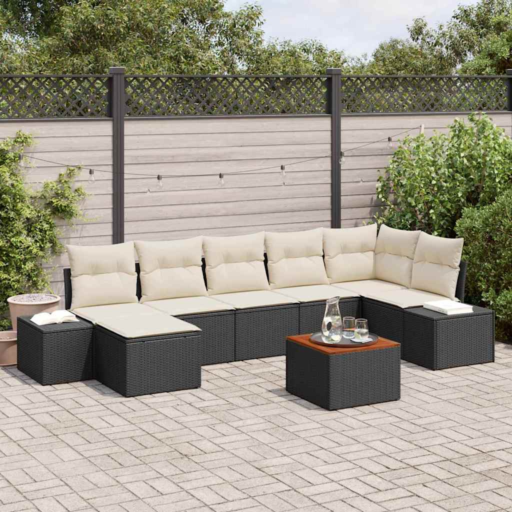 vidaXL Conjunto de sofá de jardín 8 uds. Negro y blanco