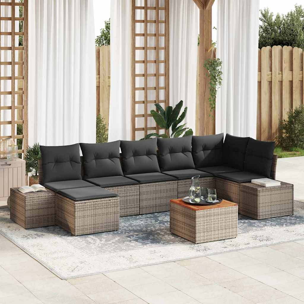 vidaXL Conjunto de sofá de jardín 8 uds. Gris