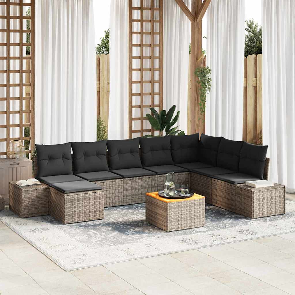 vidaXL Conjunto de sofá de jardín 9 uds. Gris