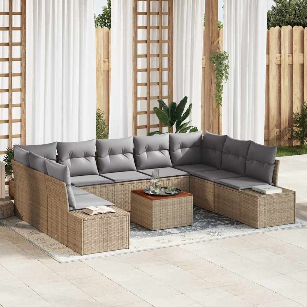 vidaXL Conjunto de sofá de jardín 10 uds. beige y gris claro